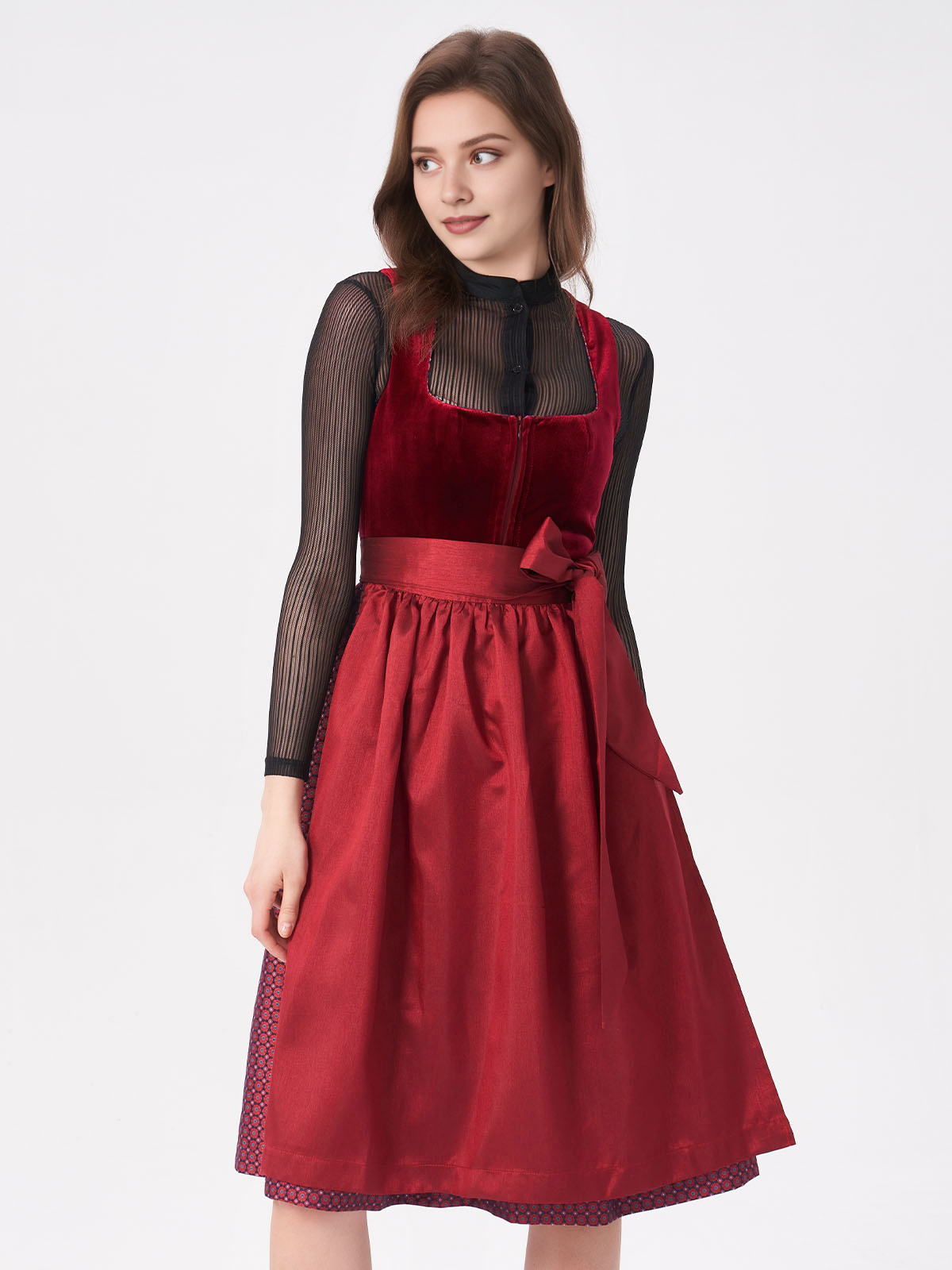 Langarm Dirndlbluse in Rot